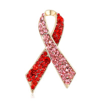 Rhinestone Breast Cancer Ribbon Brooch - 4 Options