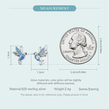 925 Sterling Silver Blue Hummingbird Earrings