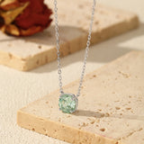 925 Sterling Silver Rose Cut Paraiba Blue/Green CZ Octagon Necklace - 2 Options