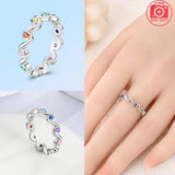 925 Sterling Silver Multi CZ Wave Ring