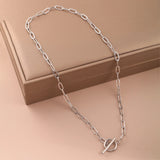Stainless Steel Oval Link T Bar Necklace - 2 Colours