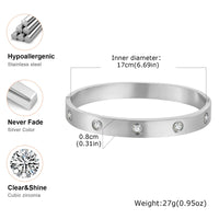 Stainless Steel Cubic Zirconia Classic CZ Bangle - 5 Options