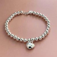 925 Sterling Silver Beaded Heart Bracelet