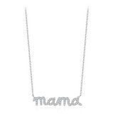 925 Sterling Silver Pave Setting CZ mama Necklace - 2 Colours