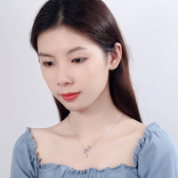 925 Sterling Silver Moonstone Star Moon Droplet Necklace