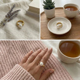 Stainless Steel Simulated-Pearl Ring - 4 Options
