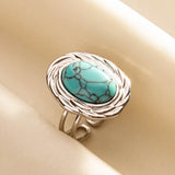 Stainless Steel Turquoise Colour Open Ring - 56 Options