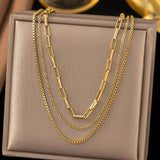 Stainless Steel Triple Necklace Set - 2 Options