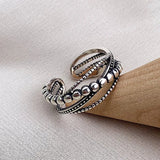 925 Sterling Silver Antique Effect Open Ring