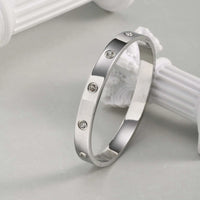 Stainless Steel Cubic Zirconia Classic CZ Bangle - 5 Options