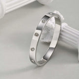 Stainless Steel Cubic Zirconia Classic CZ Bangle - 5 Options