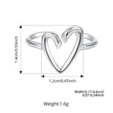 925 Sterling Silver Simple Heart Open Ring