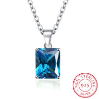 925 Sterling Silver Emerald Cut Pendant Necklace - 5 Colours