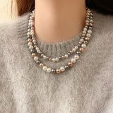 Fashion Mixed Colour Simulated Pearl Beaded Necklace - 3 Options
