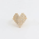 Fashion Big Heart Crystal Adjustable Ring - 3 Colours
