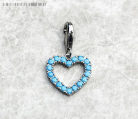 925 Sterling Silver Blue Stone Heart Hanging Charm
