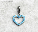 925 Sterling Silver Blue Stone Heart Hanging Charm