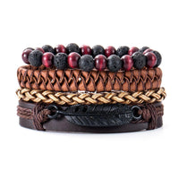 Multi Strand Leather Braided Bracelet - 23 Options