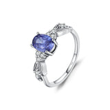 925 Sterling Silver Vintage Style CZ Tanzanite Colour Ring