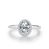925 Sterling Silver Oval Geometric CZ Ring