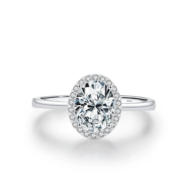 925 Sterling Silver Oval Geometric CZ Ring