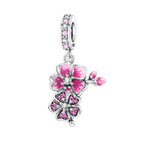 925 Sterling Silver Flower/Leaf Themed Hanging Charm - 25 Options
