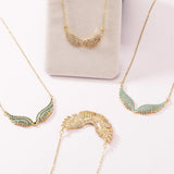 Stainless Steel Full Pave Angel Wing Necklace - 11 Options