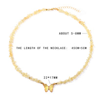 Butterfly Crystal and Stone Chip Necklace - 12 Colours