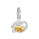 925 Sterling Silver Star Zodiac Sign CZ Hanging Charm - 12 Options