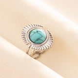 Stainless Steel Turquoise Colour Open Ring - 56 Options