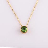 Stainless Steel Round Birthstone Pendant Necklace - 2 Colours - 12 Options