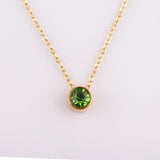 Stainless Steel Round Birthstone Pendant Necklace - 2 Colours - 12 Options