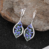 Fashion Blue Flower Dangle Earrings