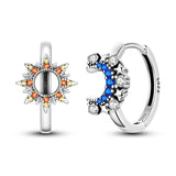 925 Sterling Silver Sun and Moon Hoop Earrings