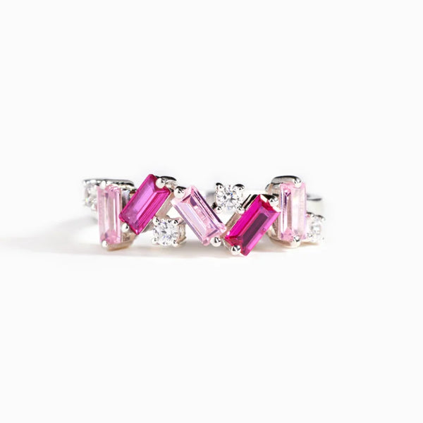 Fashion Geometric Baguette Cubic Zirconia Ring - 2 Colours
