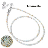 Fashion Faceted 2mm Natural Stone Bead Necklace - 31 Options