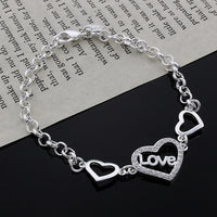 925 Sterling Silver Crystal Love Heart Bracelet