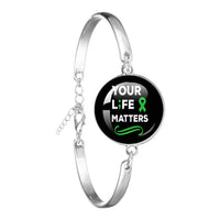 Glass 18mm Mental Health /Positivity Bracelet - 32 Options
