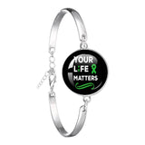 Glass 18mm Mental Health /Positivity Bracelet - 32 Options