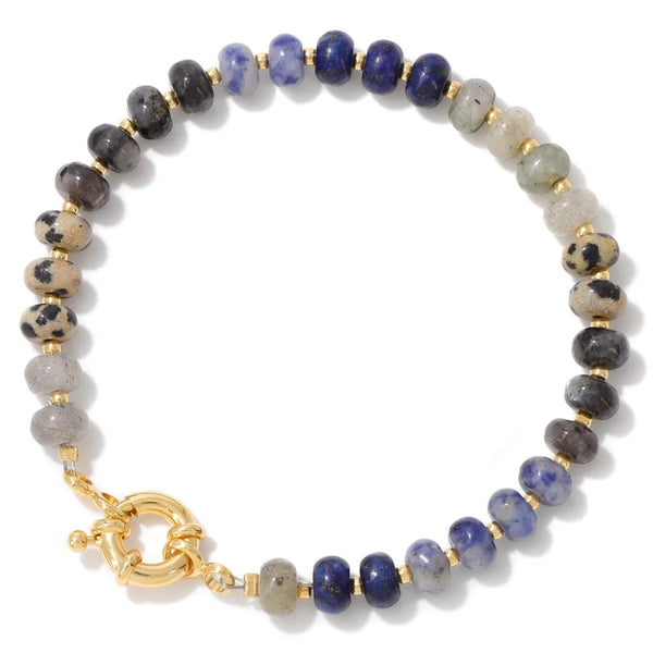 Natural Stone Rondelle Bead Bracelet - 5 Options