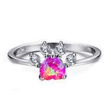 Fashion Created Opal/CZ Paw Ring - 3 Colours