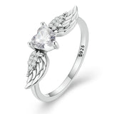 925 Sterling Silver CZ Heart Wing Ring - 2 Colours