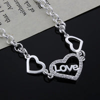 925 Sterling Silver Crystal Love Heart Bracelet