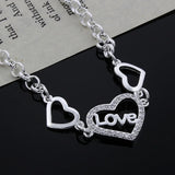 925 Sterling Silver Crystal Love Heart Bracelet