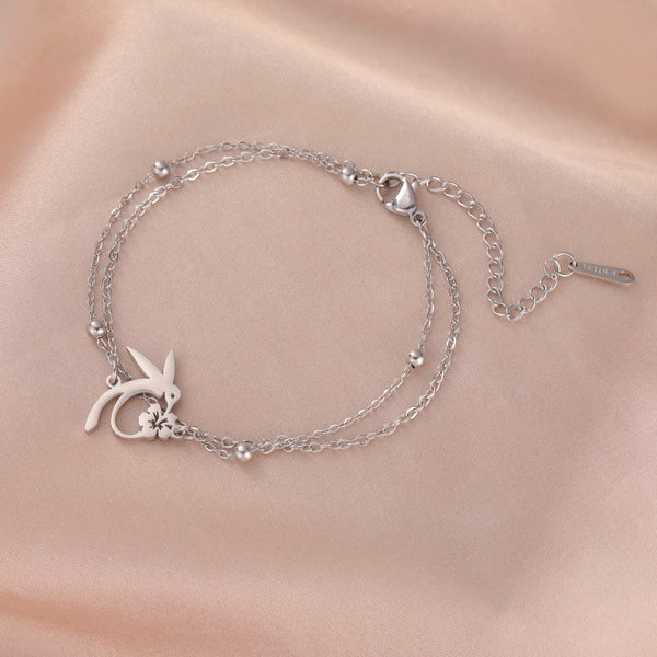 Stainless Steel Hummingbird Flower Bracelet - 6 Options