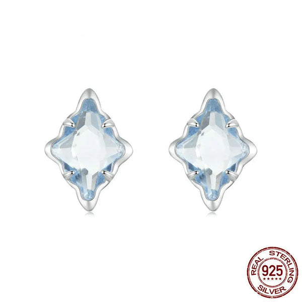 925 Sterling Silver Blue Starry Stud Earrings