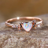 Fashion Faux Opal Heart Colour Ring - 2 Colours