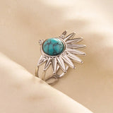 Stainless Steel Turquoise Colour Open Ring - 56 Options