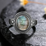925 Sterling Silver Natural Labradorite Ring - 27 Options