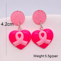 Fashion Pink Heart Ribbon Drop Earrings - 2 Options
